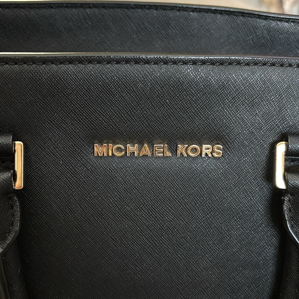 Michael Kors Black and Gold Satchel Bag - Picture 2 of 14